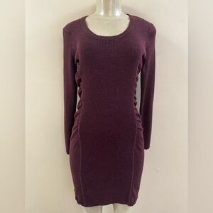 Calvin Klein Women's Burgundy Body Contour Ribbed Knit Mini Dress Small EUC